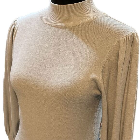 Robertson + Rodeo cropped puff sleeve grey gray sweater ribbed neck size Small - Picture 8 of 13